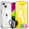 ETUI DO IPHONE 15 CASE + SZKŁO 9H WZMACNIANE 360°CLEAR + UCHWYT RING ZESTAW (tds0740)
